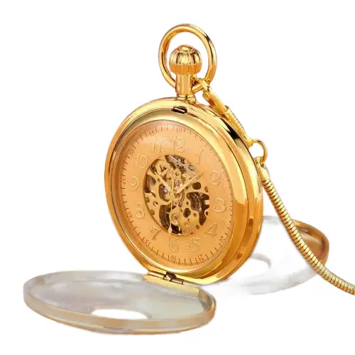 Montre à gousset Mécanique Golden Bell Luxe avec chaîne en couleur or