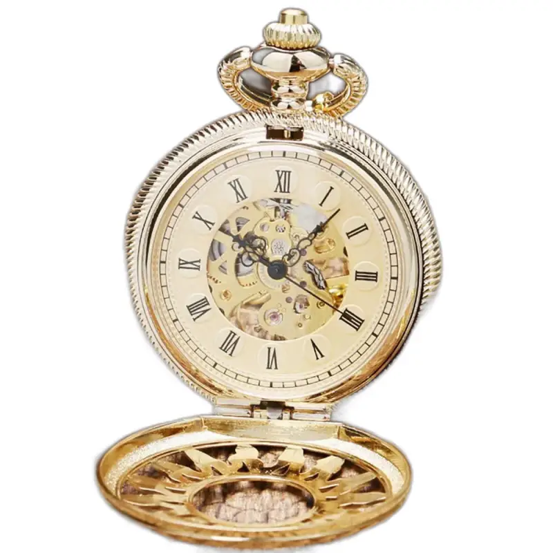 Montre à Gousset Mécanique Golden Sun Noir, gousset mécanique au fini doré