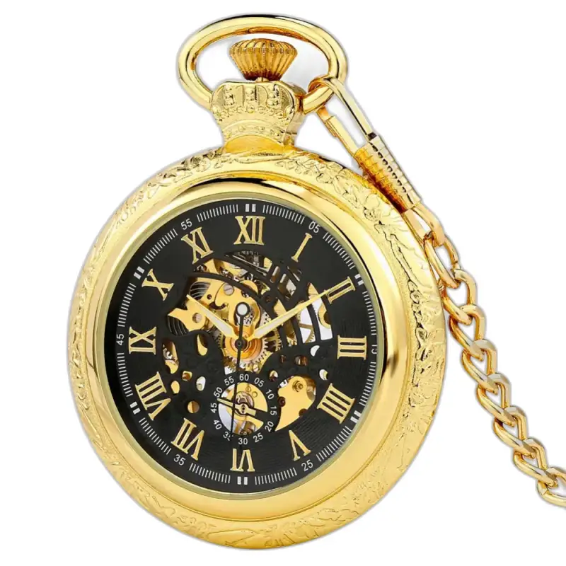 Montre à gousset mécanique Goldenheirloom Luxe Homme avec chaîne en tonalité dorée