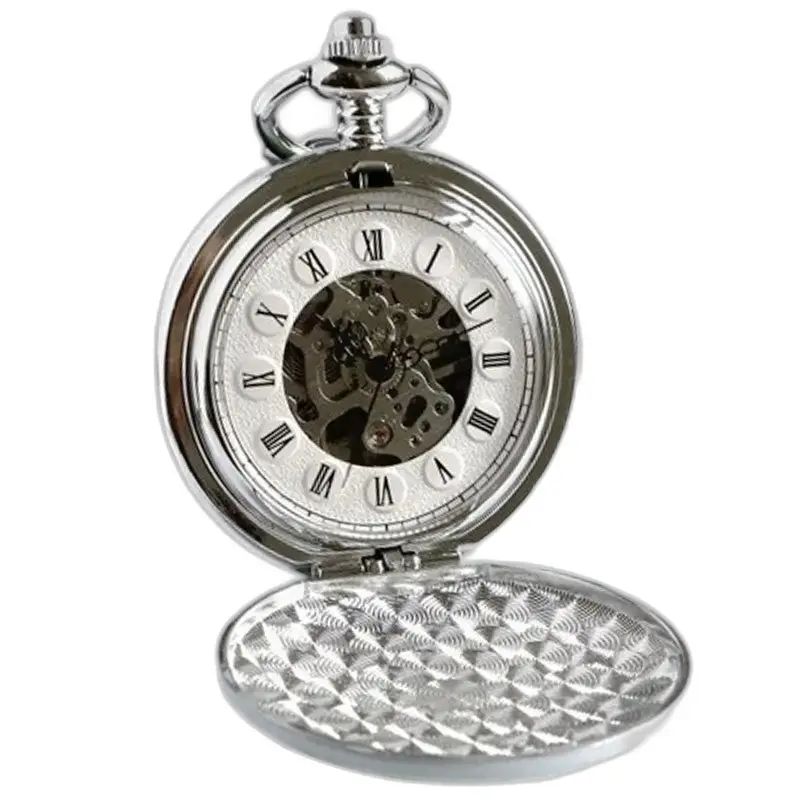 Montre à Gousset Mécanique Greenmarble Luxe avec boîtier argenté élégant