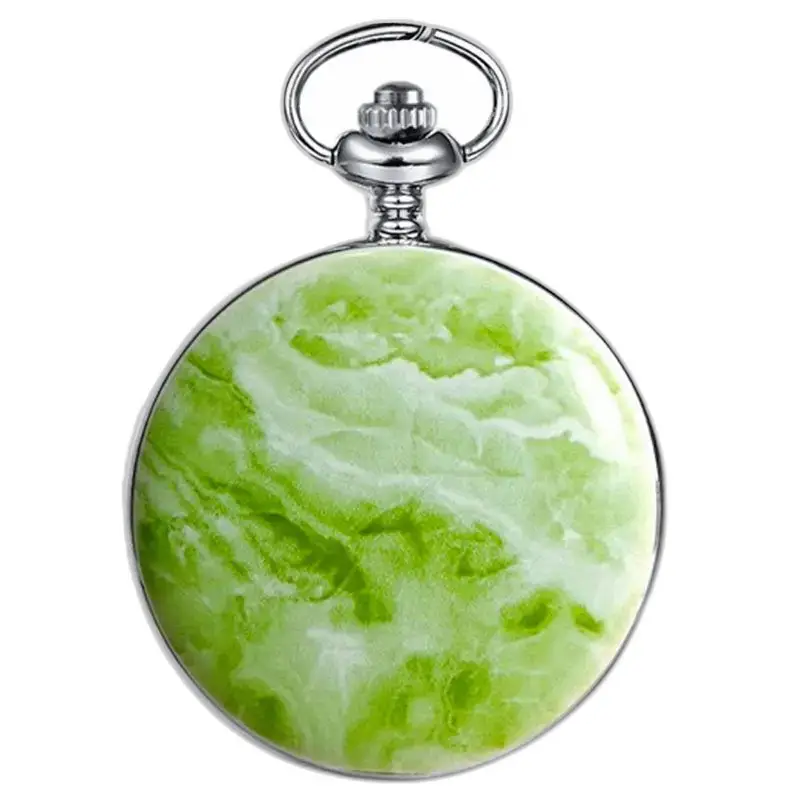 Montre à Gousset Mécanique Greenmarble de luxe avec un design marbré vert et blanc
