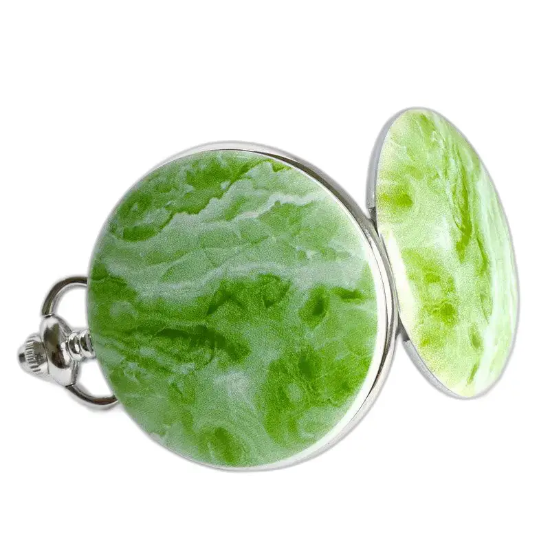Montre à gousset Mécanique Greenmarble Luxe avec un design marbré vert élégant