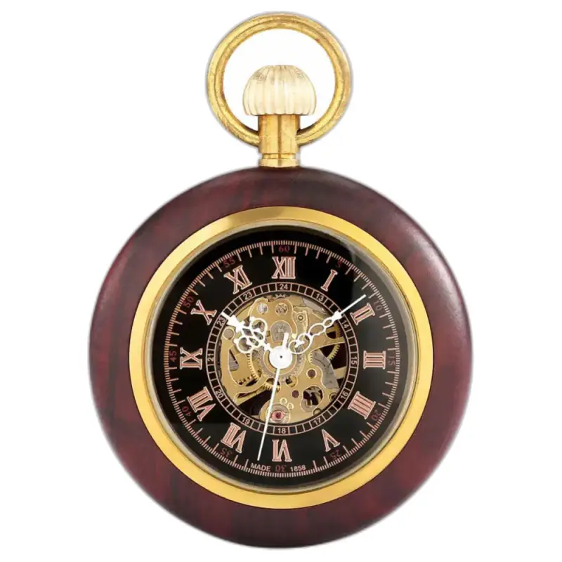 Montre à gousset mécanique Kinetic Woodcraft Luxe Homme avec mécanisme visible