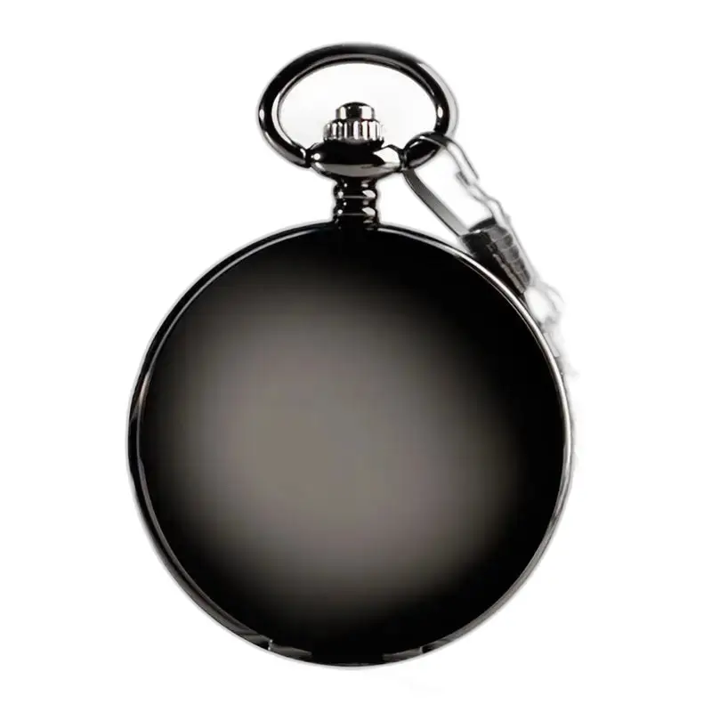 Montre à gousset Mécanique Lisse Noir Luxe en finition noir métallique élégante
