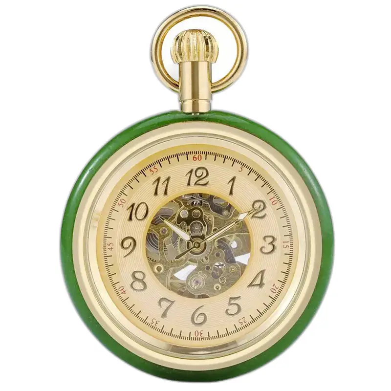 Montre à gousset Mécanique Luxe Chic Homme avec un design vert et or élégant