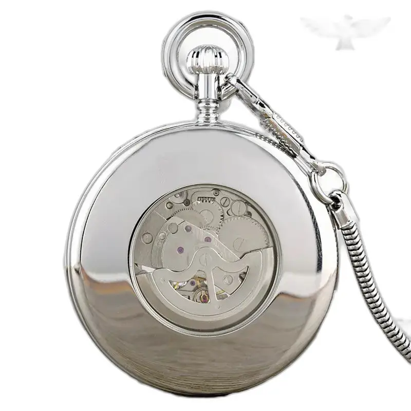 Montre à gousset mécanique en acier inoxydable au design élégant et sophistiqué