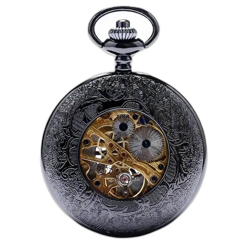 Montre à gousset Mécanique Luxe Steampunk avec mouvement mécanique et rouages visibles