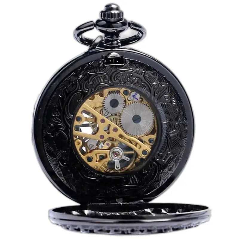 Montre à Gousset Mécanique Noire Chic, gousset mécanique noire élégante et raffinée