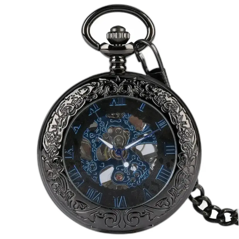 Montre à Gousset Mécanique Noirelite Homme avec un design noir et orné