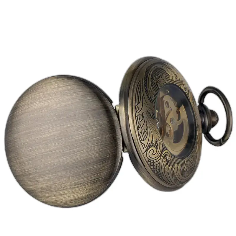 Montre à gousset Mécanique Personnalisable Lumineuse ouverte en bronze