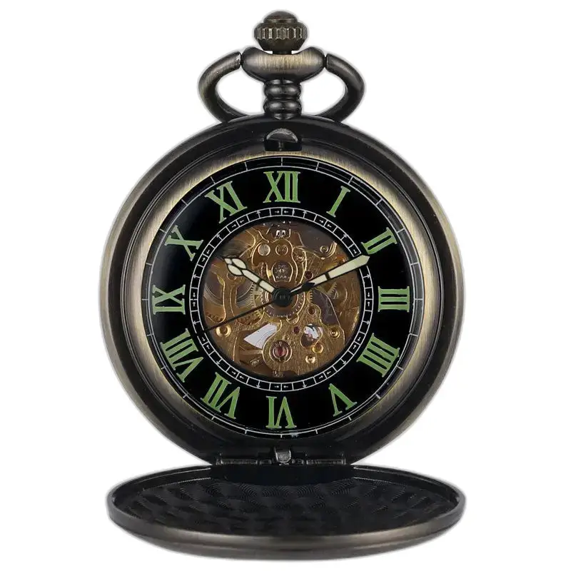 Montre à gousset mécanique personnalisable avec mécanisme visible et lumineux