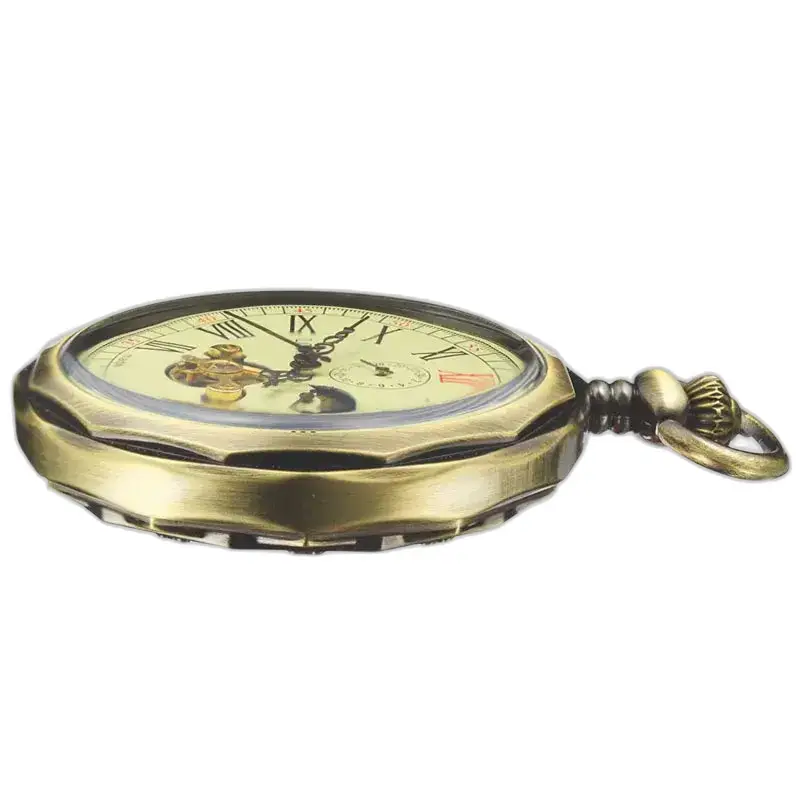 Montre à gousset Mécanique Phase Lunaire Luxe en bronze antique élégant