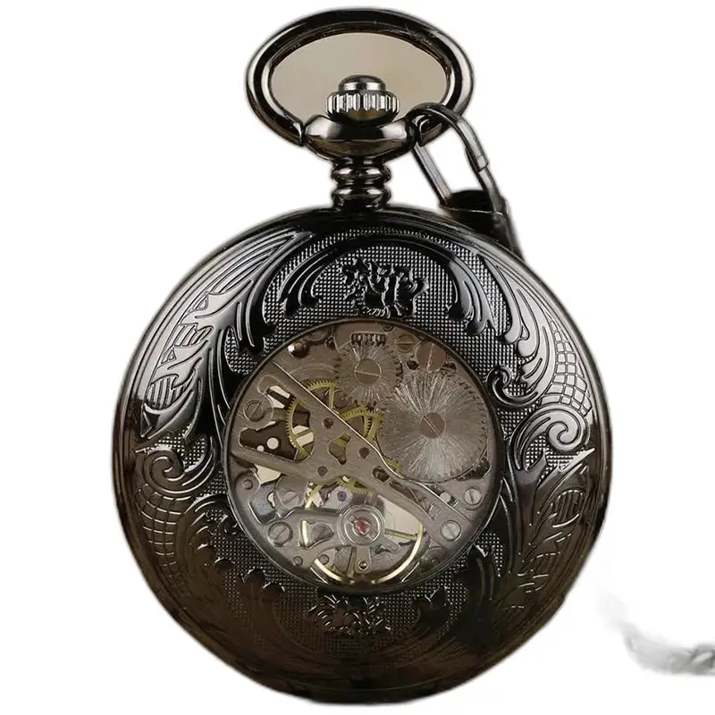 Montre à Gousset Mécanique Transparent Glass avec mouvement mécanique et engrenages visibles