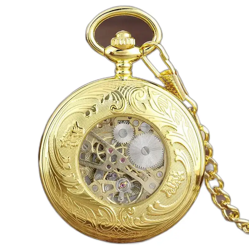 Montre à Gousset Mécanique Transparent Glass avec un mouvement mécanique doré