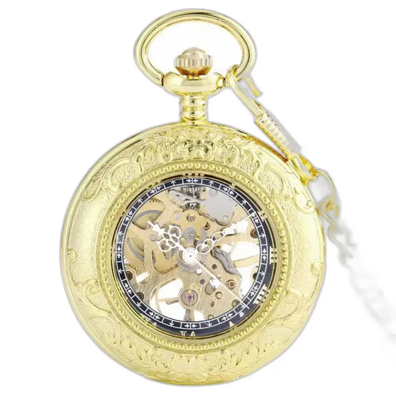 Montre à Gousset Mécanique Transparent Glass avec mouvement mécanique en or