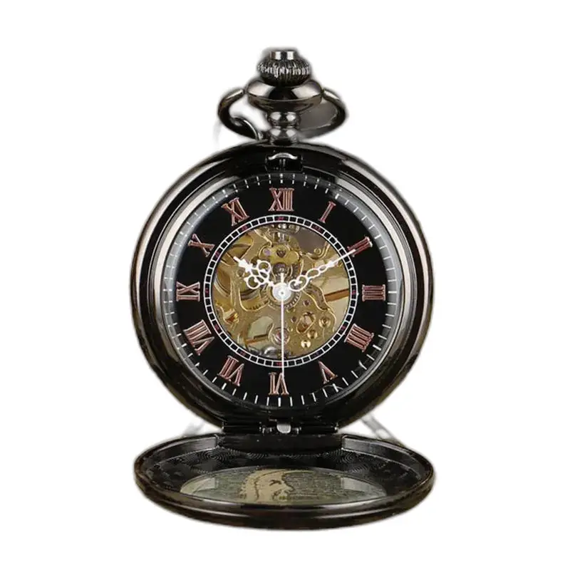 Montre à Gousset Mécanique Transparent Glass avec mouvement mécanique noir