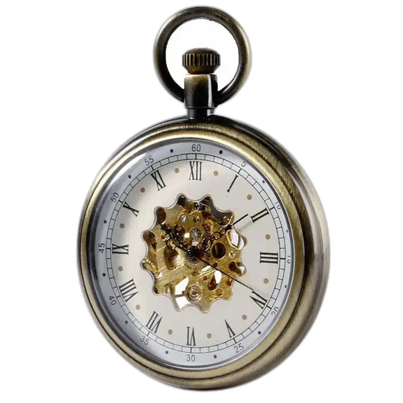 Montre à gousset mécanique vintage avec cadran ouvert et design luxueux