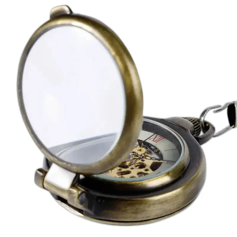 Montre à Gousset Mécanique Vintage Luxe avec un boîtier en bronze ouvert