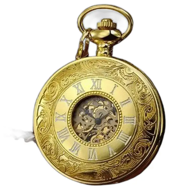 Montre à gousset moderne mécanique chic en ornement doré sur fond élégant
