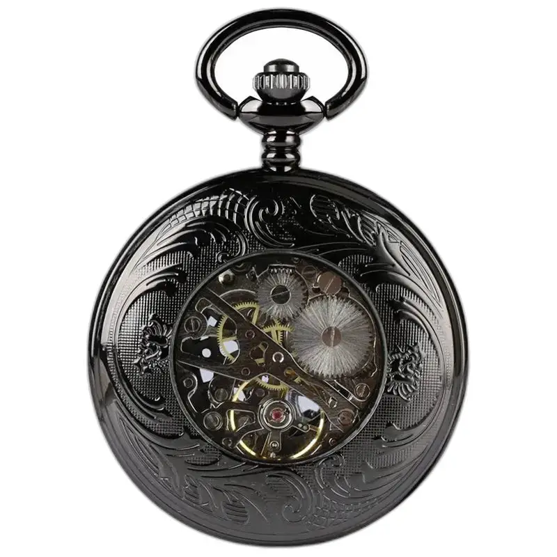Montre à Gousset Noire Moderne Chic avec un design élégant et orné en noir