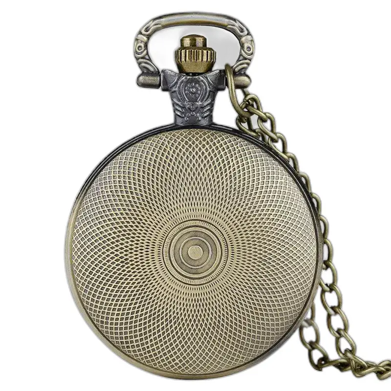 Montre à gousset ornée en bronze avec longue chaîne pour gousset collier élégante