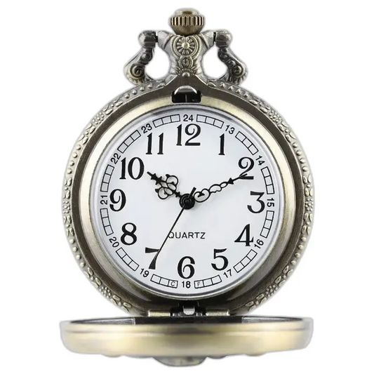 Montre à gousset vintage Père Noël avec boîtier métallique orné élégant