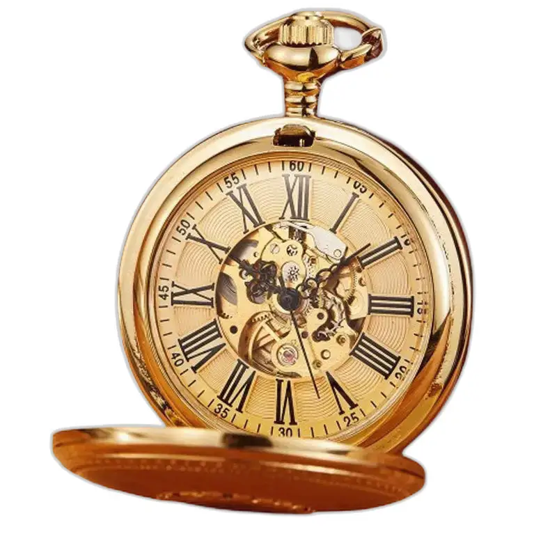 Montre à Gousset Poche Luxury Gold Relief avec un mécanisme en or tonique
