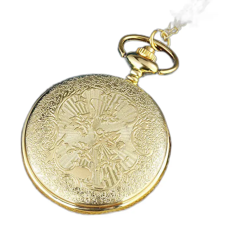 Montre à Gousset Poisson Bleu avec Perle Blanche, montre gousset en or ornée