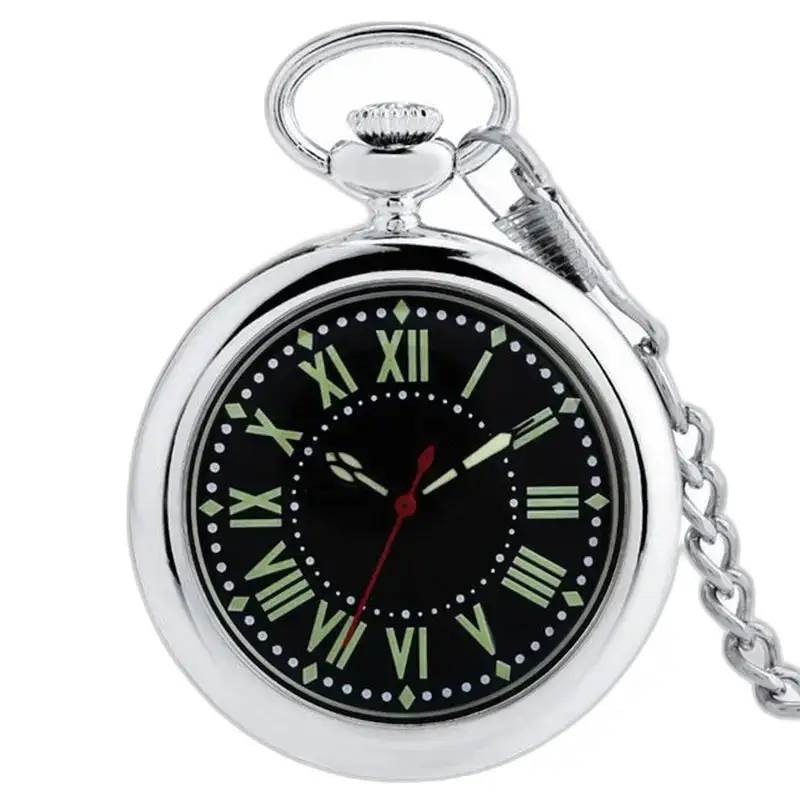 Montre à gousset Quartz Argent avec cadran ouvert et chiffres romains élégants