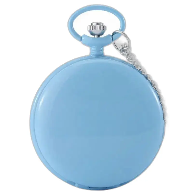 Montre à gousset Quartz Chasseur Colorful bleue avec chaîne élégante