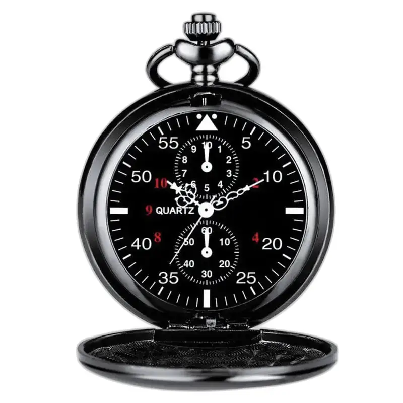 Montre à gousset Quartz Moderne Chic avec plusieurs cadrans et boîtier arrière noir