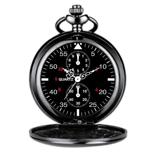 Montre à gousset Quartz Moderne Chic avec plusieurs cadrans et boîtier arrière noir