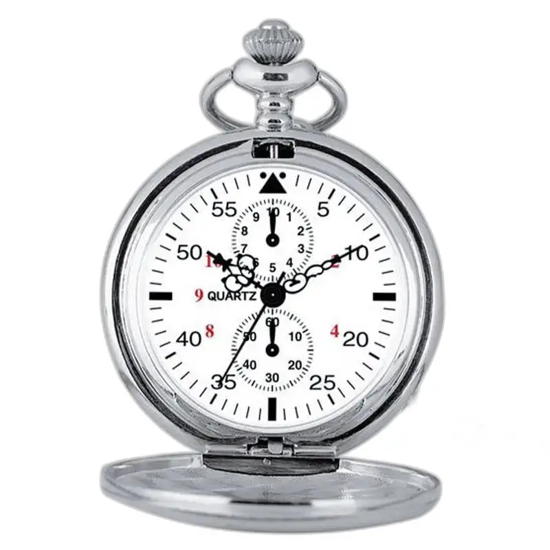 Montre à gousset Quartz Moderne Chic Boitier Arrière avec chronographe en argent