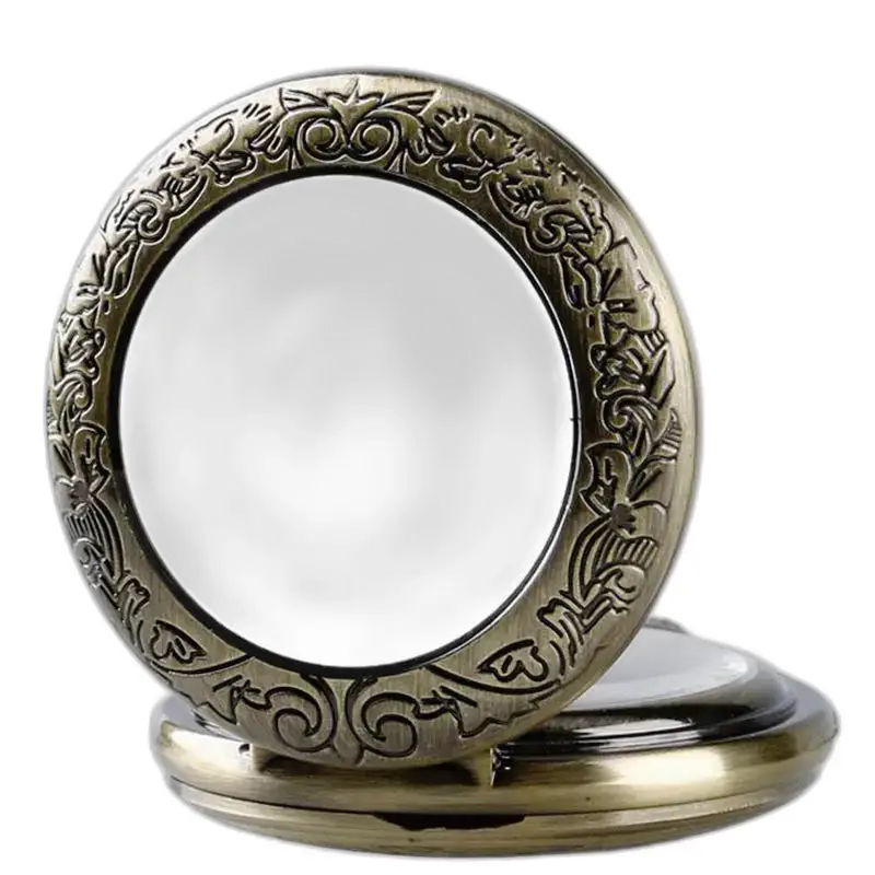Miroir de poche en bronze orné de la Montre à Gousset Romaine Mécanique Luxe