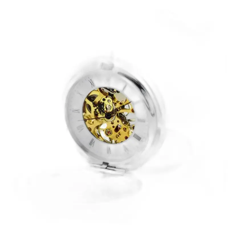 Montre à Gousset Royal Luxury Argent Chic avec squelette argenté élégant