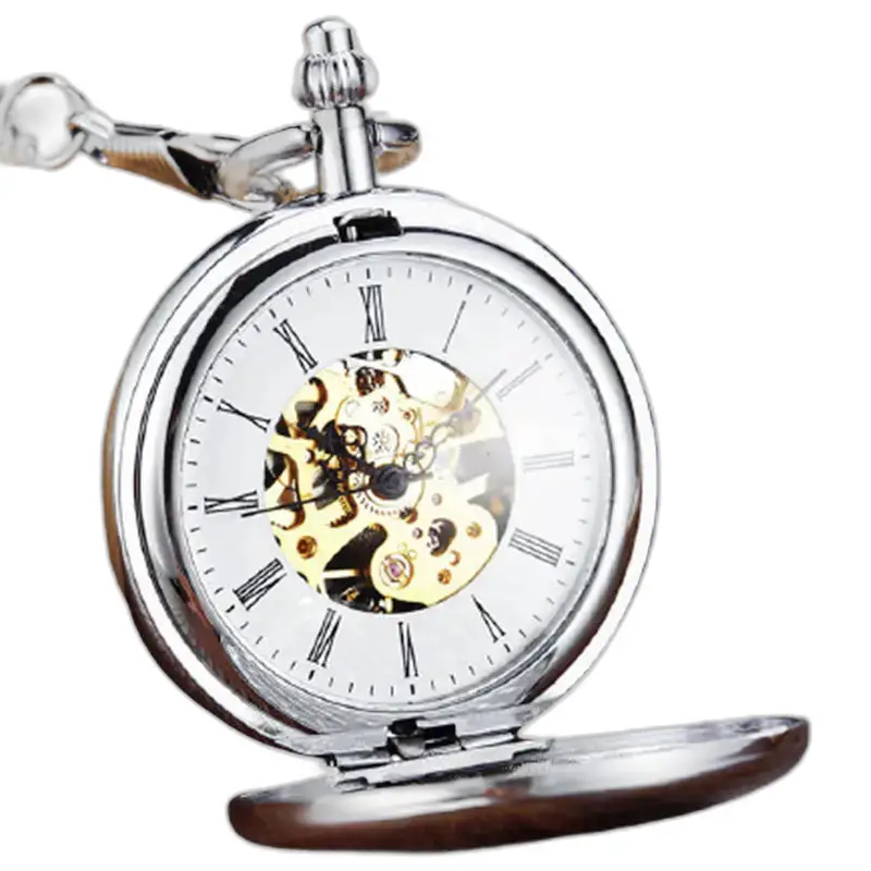 Montre à gousset Royal Luxury Argent Chic avec mécanisme visible en argent