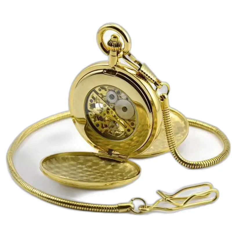 Montre à gousset Royale Double Mécanique Luxe avec chaîne dorée