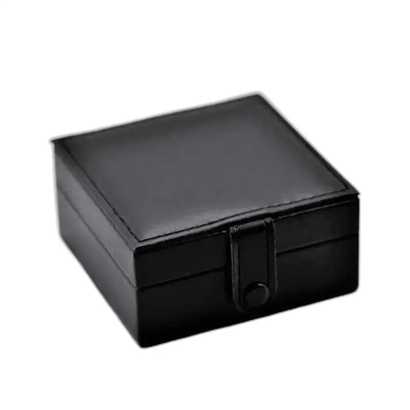 Boîte en cuir noir carrée pour Montre à Gousset Royale Double Mécanique Luxe