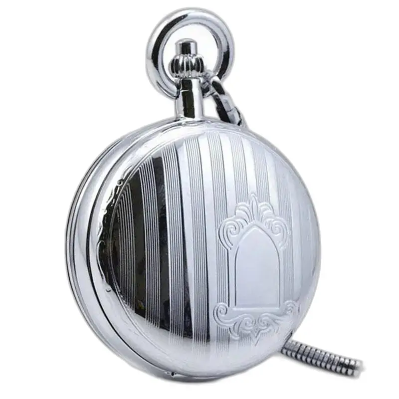 Montre à gousset Royale Double Mécanique Luxe avec design rayé en argent