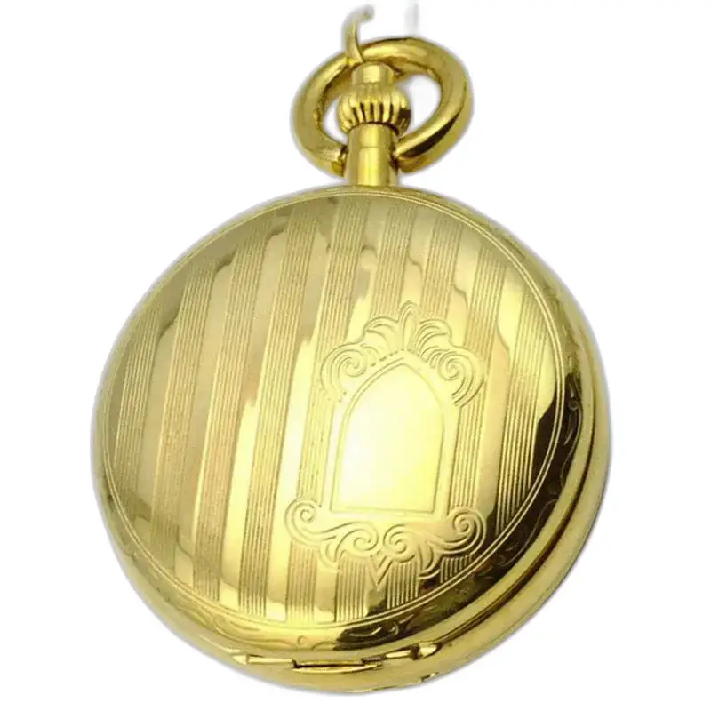 Montre à gousset royale double mécanique luxe avec gravure décorative en or