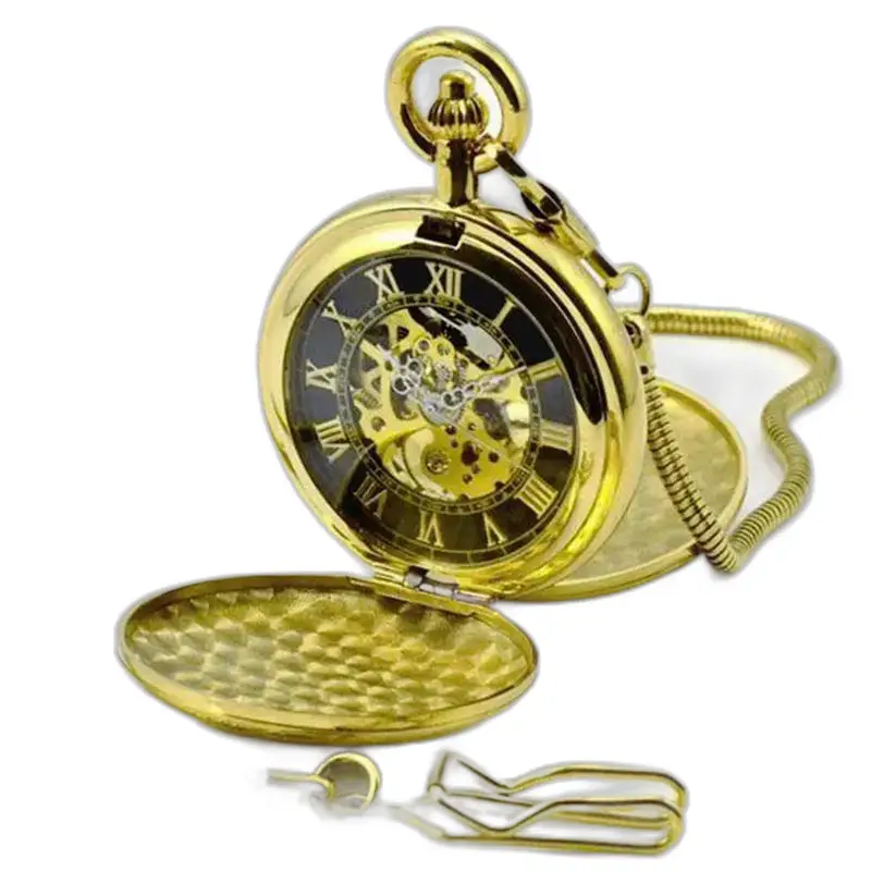 Montre à Gousset Royale Double Mécanique Luxe avec finition dorée et détail sophistiqué