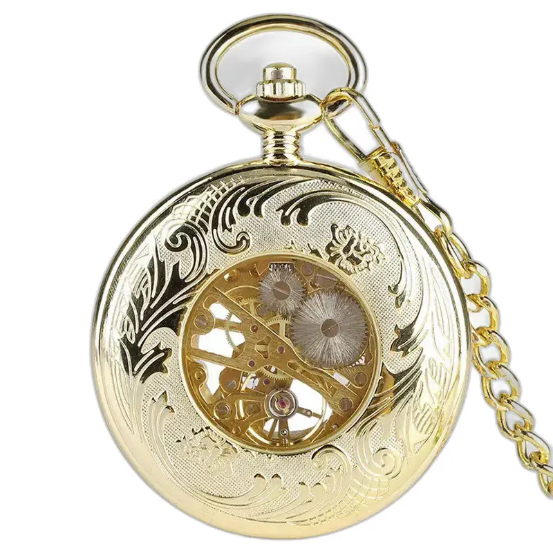 Montre à gousset Royauté Mécanique Luxe Or avec mouvement mécanique et chaîne en or