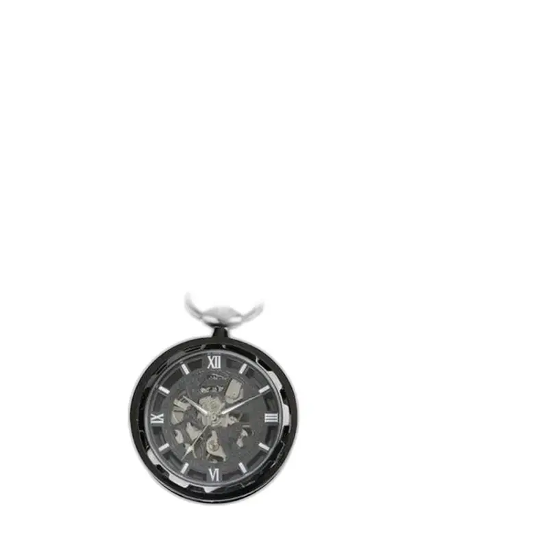 Montre à Gousset Squelette Chic Mécanique avec un design noir élégant