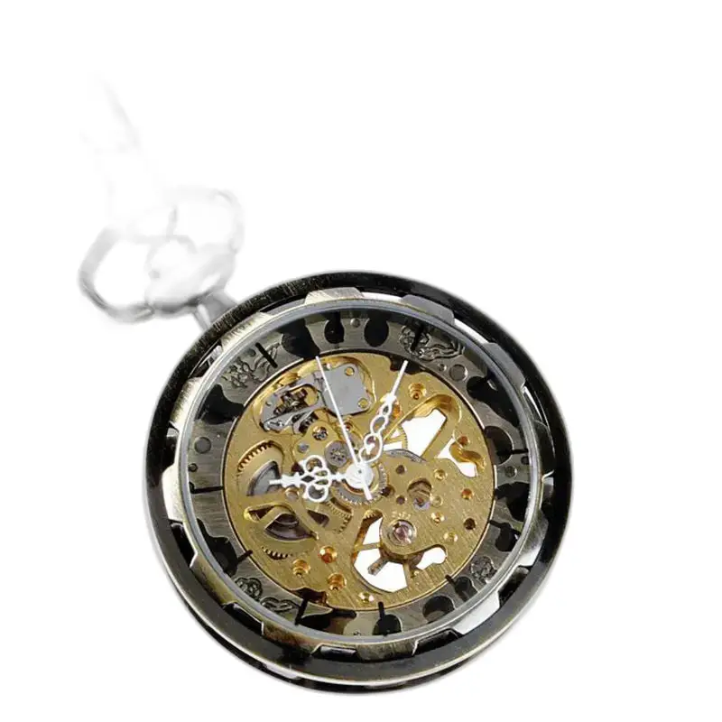 Montre à gousset squelette moderne avec mouvement mécanique pour homme et femme