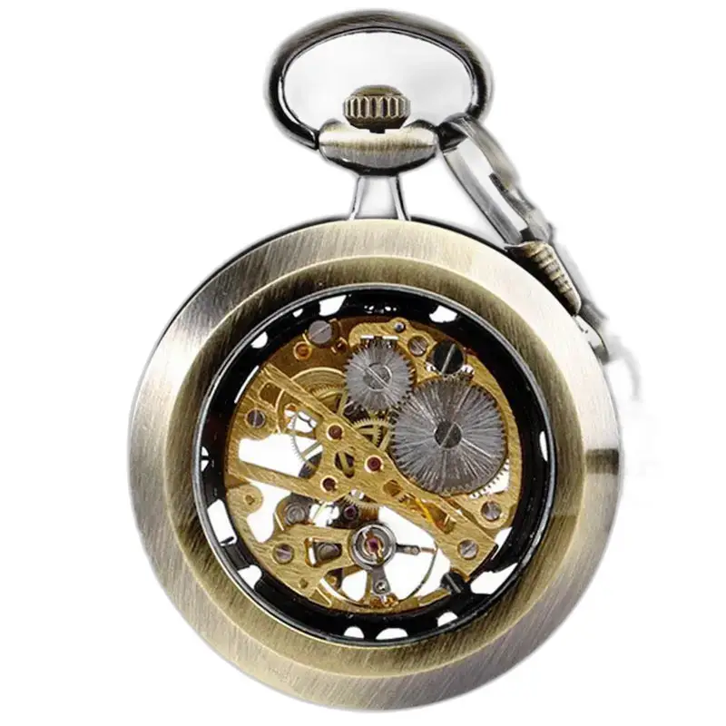 Montre à gousset Squelette Moderne Homme Femme avec mouvement mécanique élégant