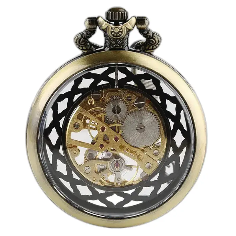 Montre à Gousset Squelette Ronde Luxe avec un design ornate et détaillé