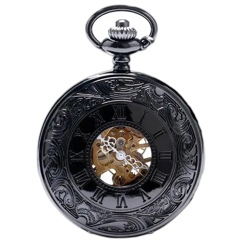 Montre à gousset steampunk luxe noire dans coffret montre élégant