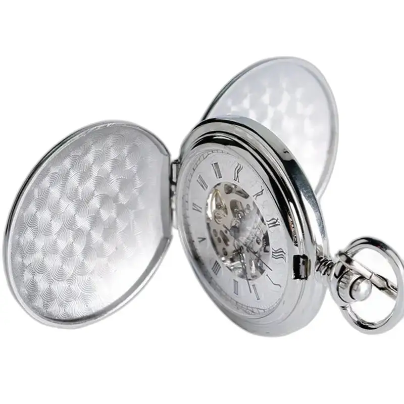 Montre à gousset en argent avec un style chic et double clapet pour homme