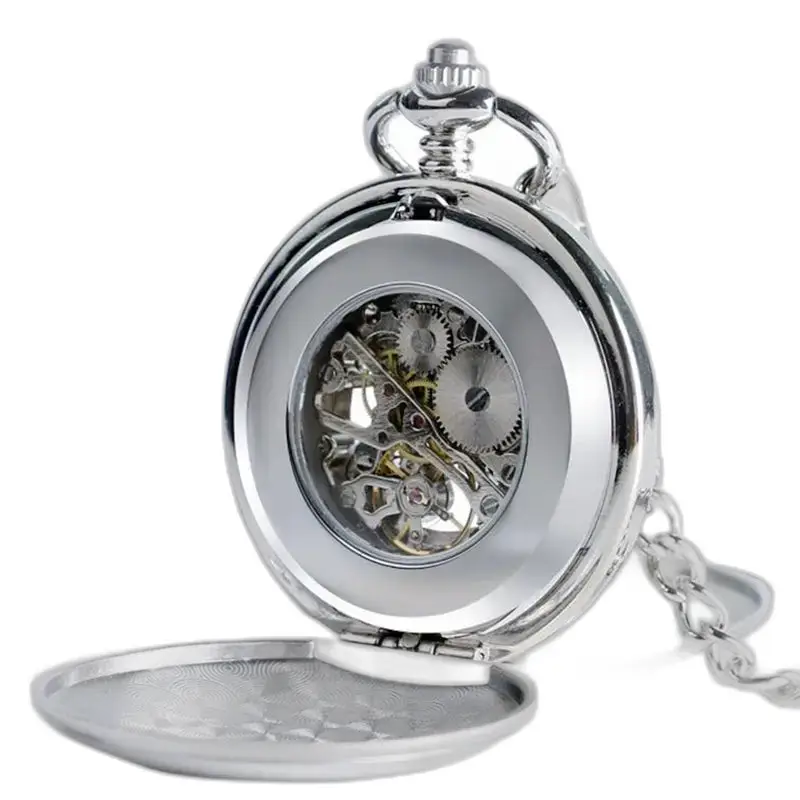 Montre à gousset Style Chic Double Clapet Homme avec un élégant boîtier argenté