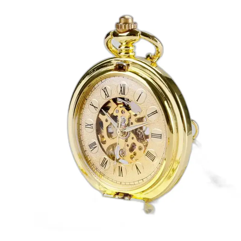 Montre à gousset en or, style chic, double clapet pour homme élégant